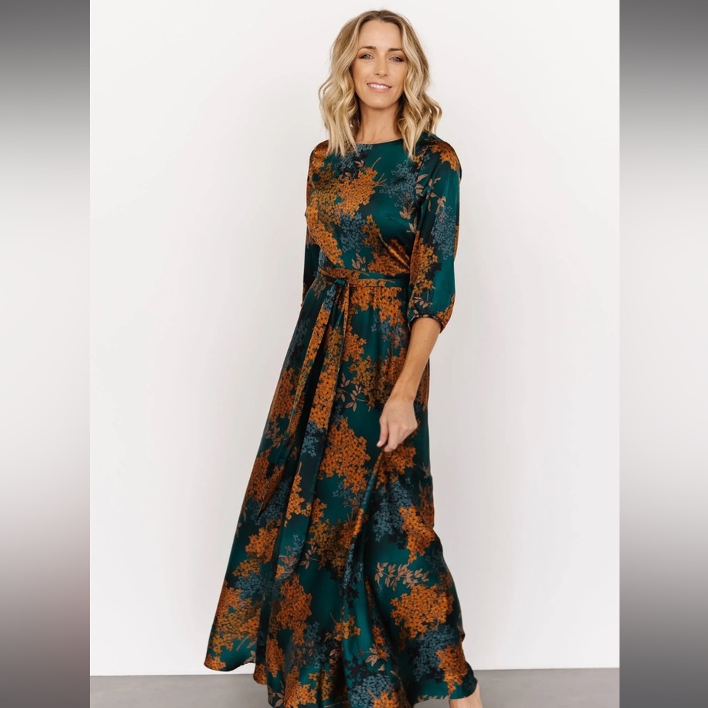 Baltic Born Green and Orange Floral Maxi Dress